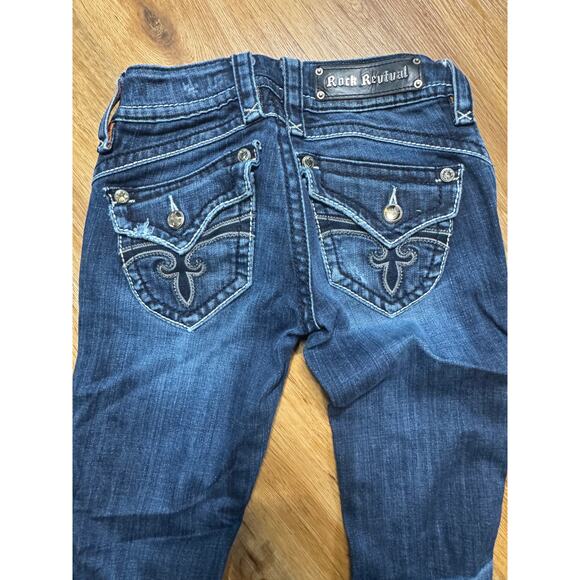 Rock Revival Stephanie Boot Bootcut Jeans Size 25 Bling Embroidered EB - Picture 2 of 7